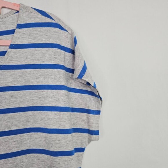 NEW LANDS' END Shirt Dress GRAY & BLUE STRIPES size S 6-8 Casual Short Sleeve - Picture 4 of 5